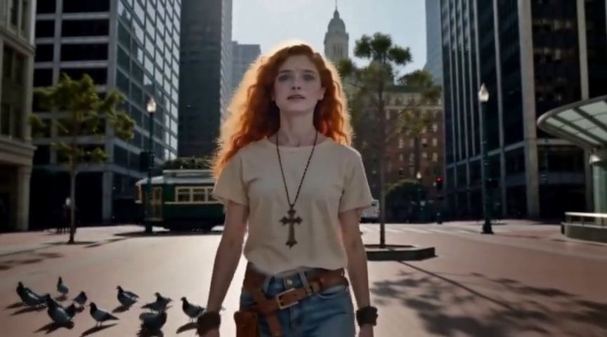 Frame from the Streetcar and pigeons, shot 3 clip